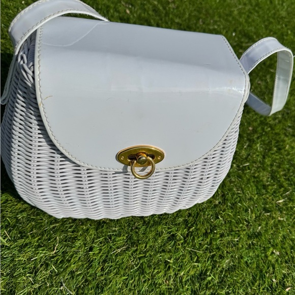 Vintage 1960s White Wicker Purse• Shoulder Strap • Mid-Century Handbag - Picture 16 of 16